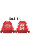 Camiseta manga larga roja | gráfico calavera, fotografía del artículo proporcionada por la tienda