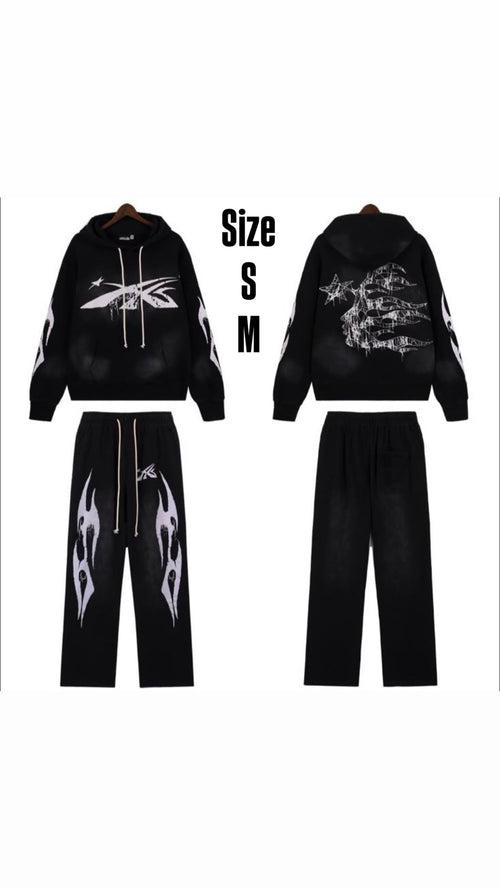 Conjunto gráfico negro | sudadera y pantalón, fotografía del artículo proporcionada por la tienda